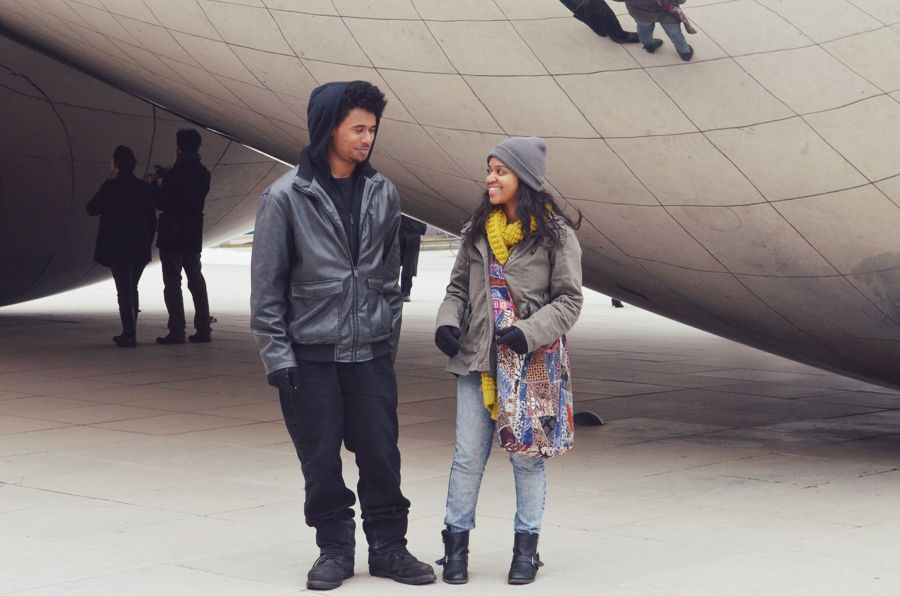 us in front of bean